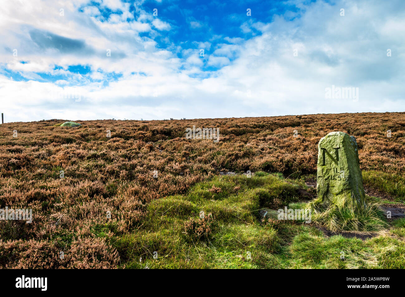 Old Boundary markers. Ilkley moor. Yorkshire Stock Photo