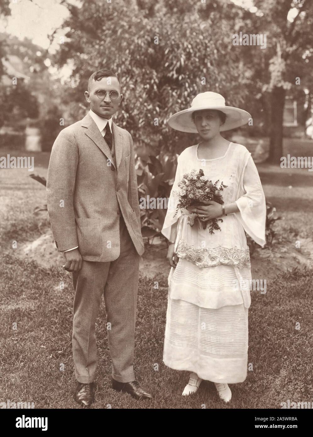 Harry and Bess Truman Wedding Photograph - June 28, 1919 Stock Photo