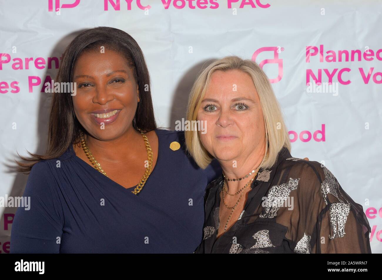 NEW YORK, NY - OCTOBER 21: Laura McQuade and Letitia James attend the Planned Parenthood NYC Votes PAC Annual Benefit at 620 Loft & Garden on October Stock Photo