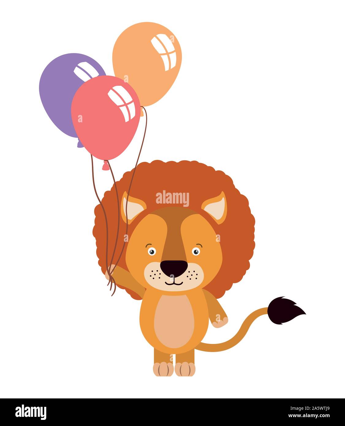 cute little lion with balloons helium Stock Vector Image & Art - Alamy