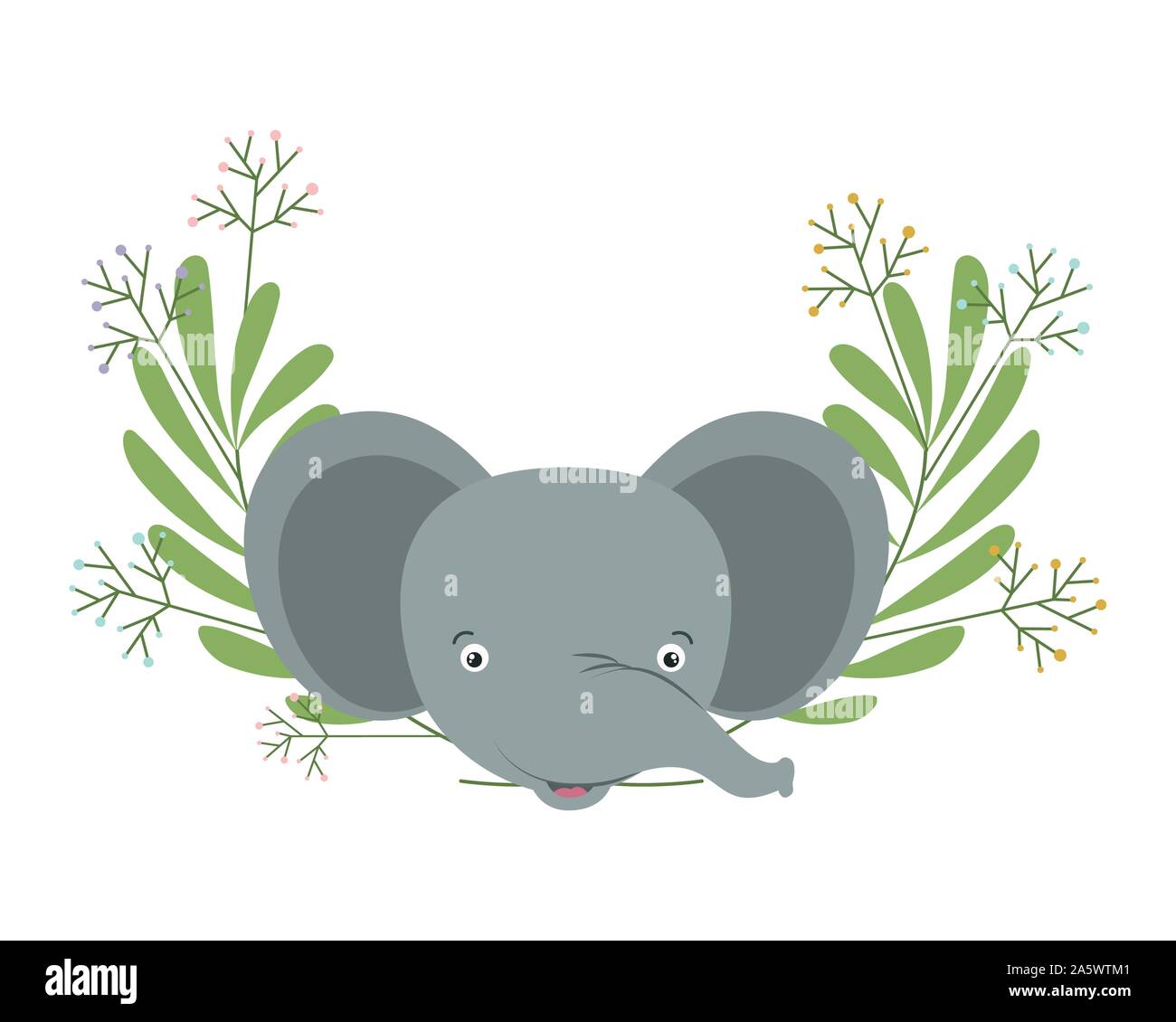 cute little elephant with wreath crown Stock Vector Image & Art - Alamy