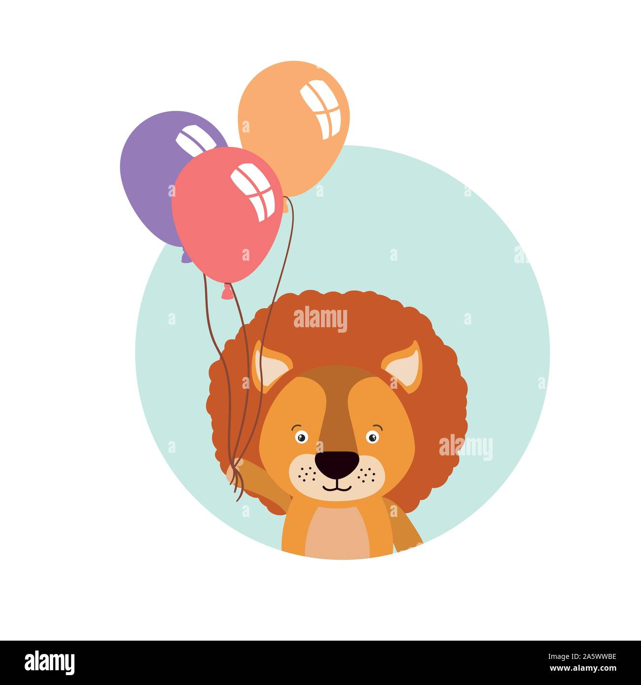 cute little lion with balloons helium Stock Vector Image & Art - Alamy