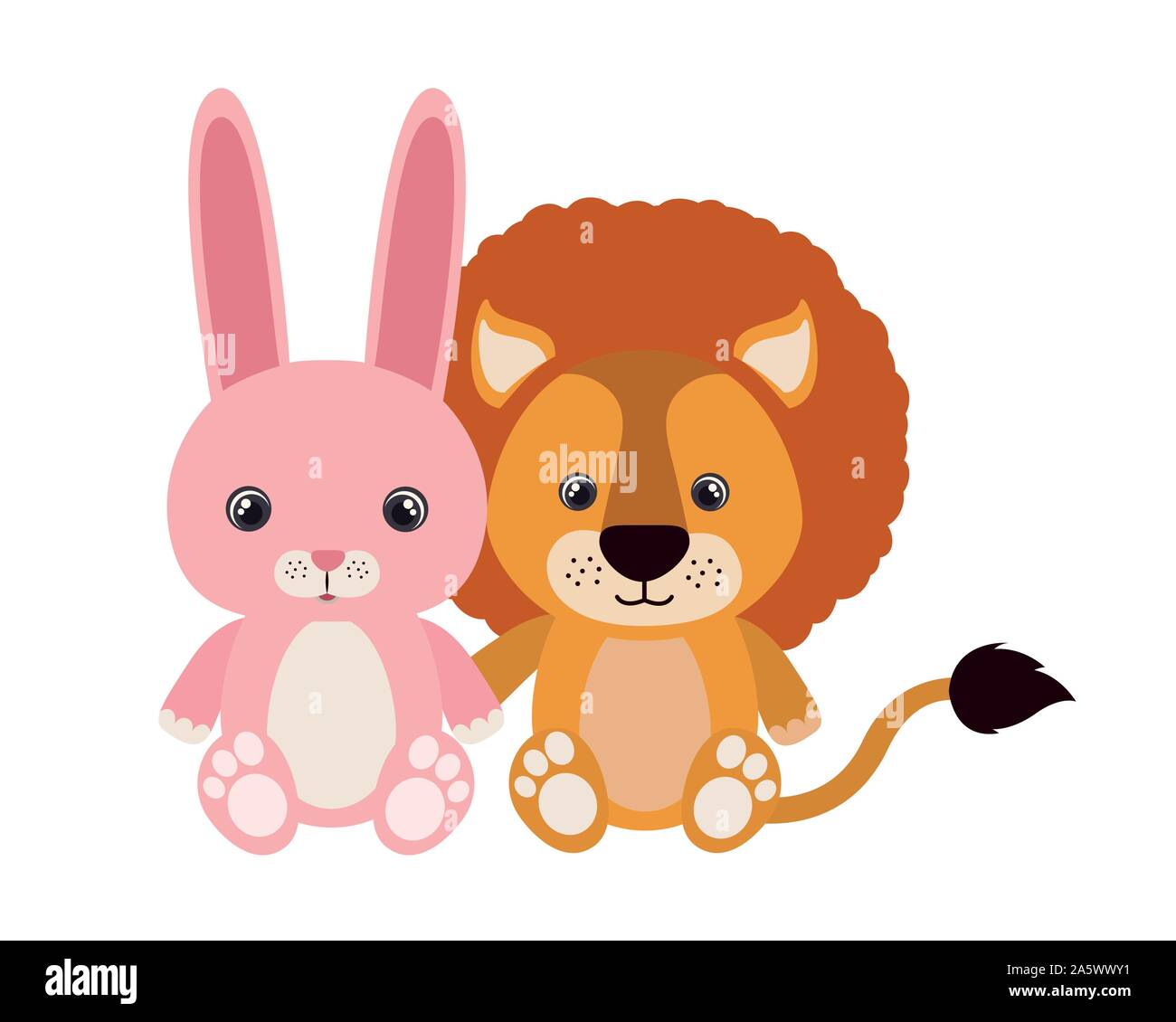 cute little lion with rabbit Stock Vector Image & Art - Alamy