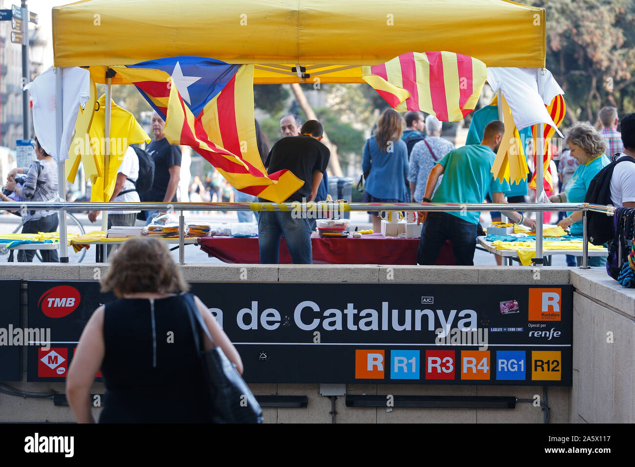 Catalonia independence demonstrations in Barcelona Stock Photo