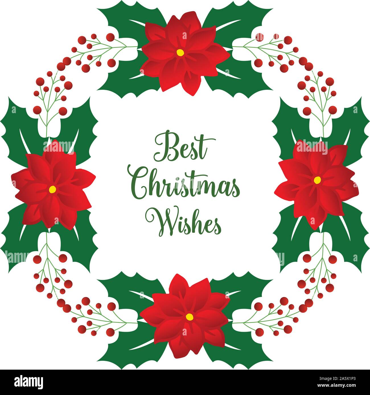 Space for text, best christmas wishes, with art of red wreath frame ...