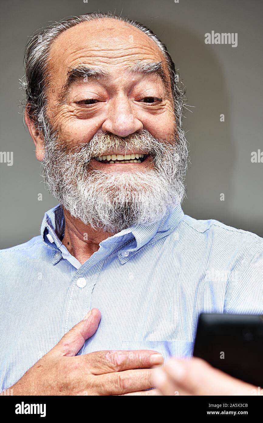 Selfy Of Senior Male Man Stock Photo