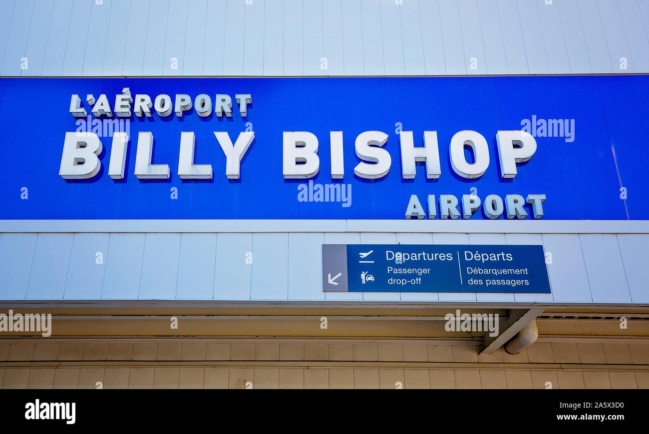 Toronto, Canada-20 August, 2019: Billy Bishop regional airport located on the Toronto Islands near Toronto Downtown Stock Photo