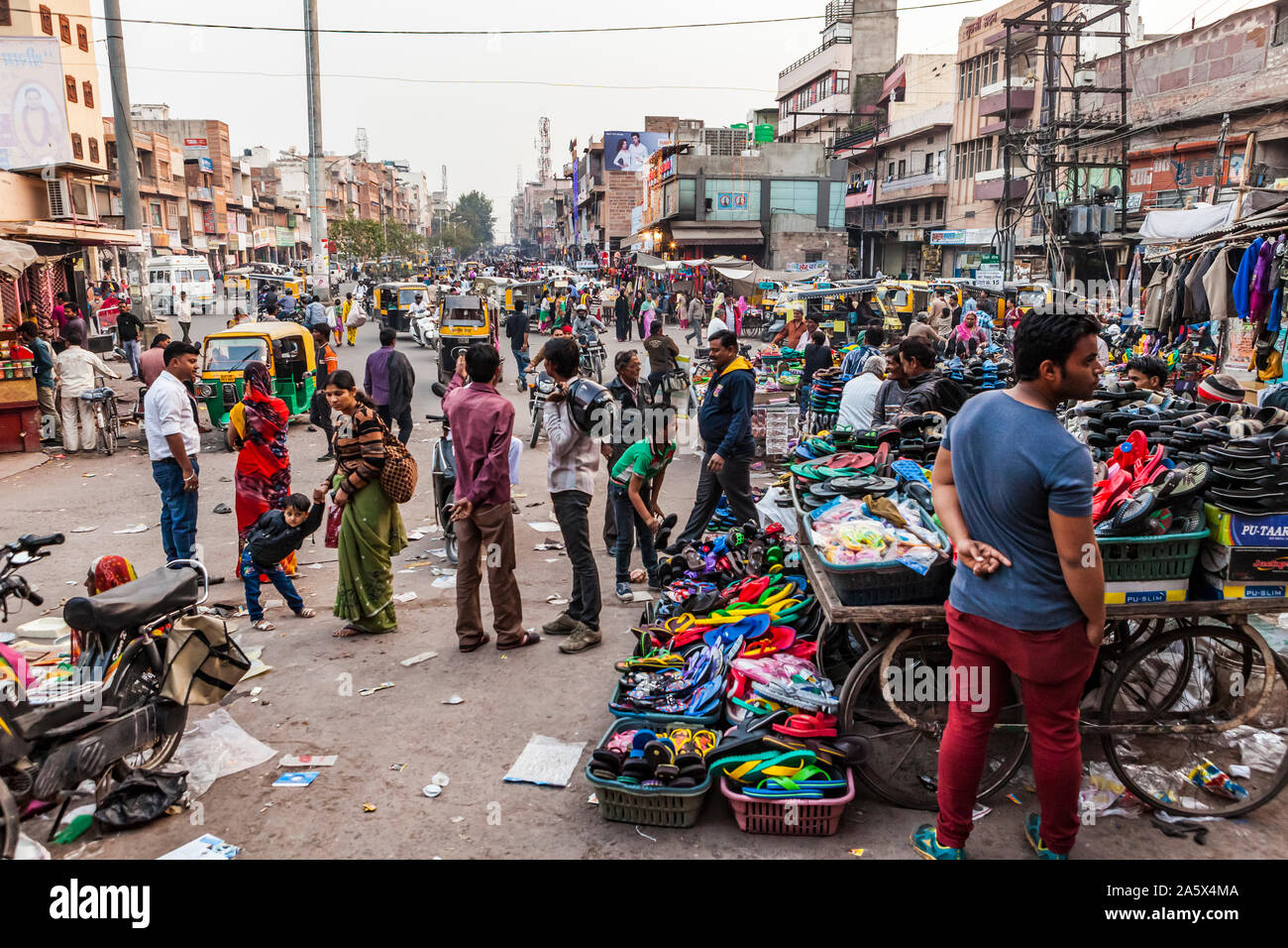 Street Scene. Sardar Market, Jodhpur, Rajasthan, India. Stock Photo