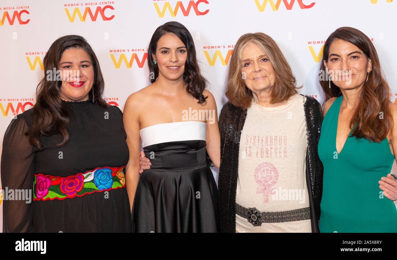 New York, NY - October 22, 2019: Monica Ramirez, Olga Segura, Gloria Steinem, Alex Martinez Kondracke attend 2019 Women's Media Awards ceremony at Mandarin Oriental Hotel Stock Photo