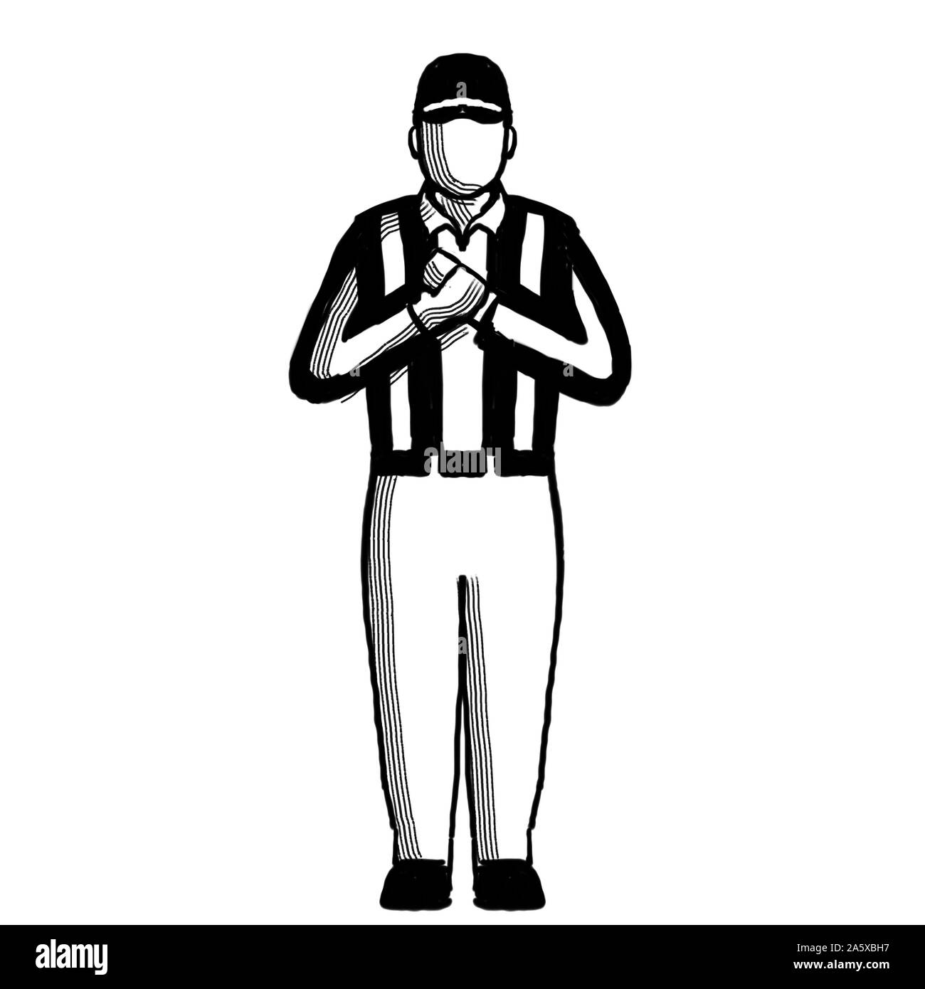 Retro style illustration of an American football referee or official