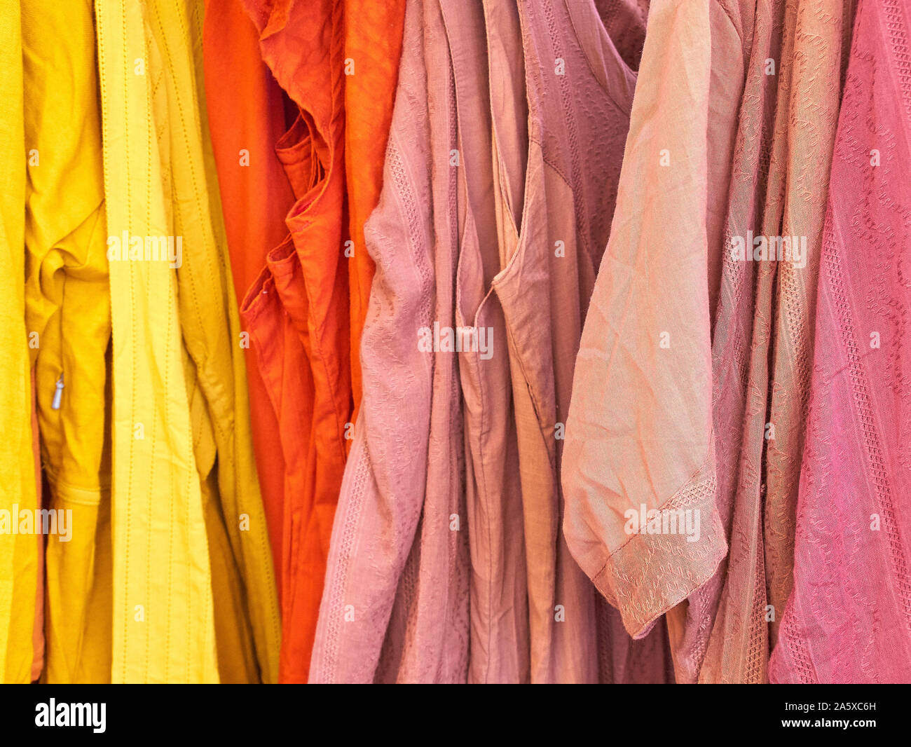 Colorful hats and clothings Stock Photo