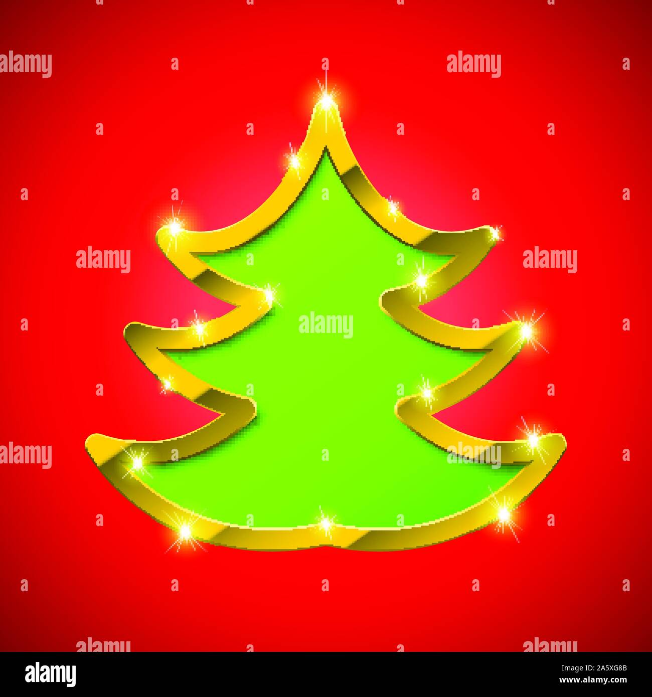 Christmas tree card with golden border Stock Vector Image & Art - Alamy