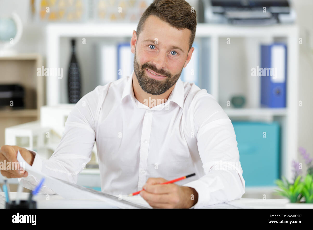 man architect working on a new project Stock Photo