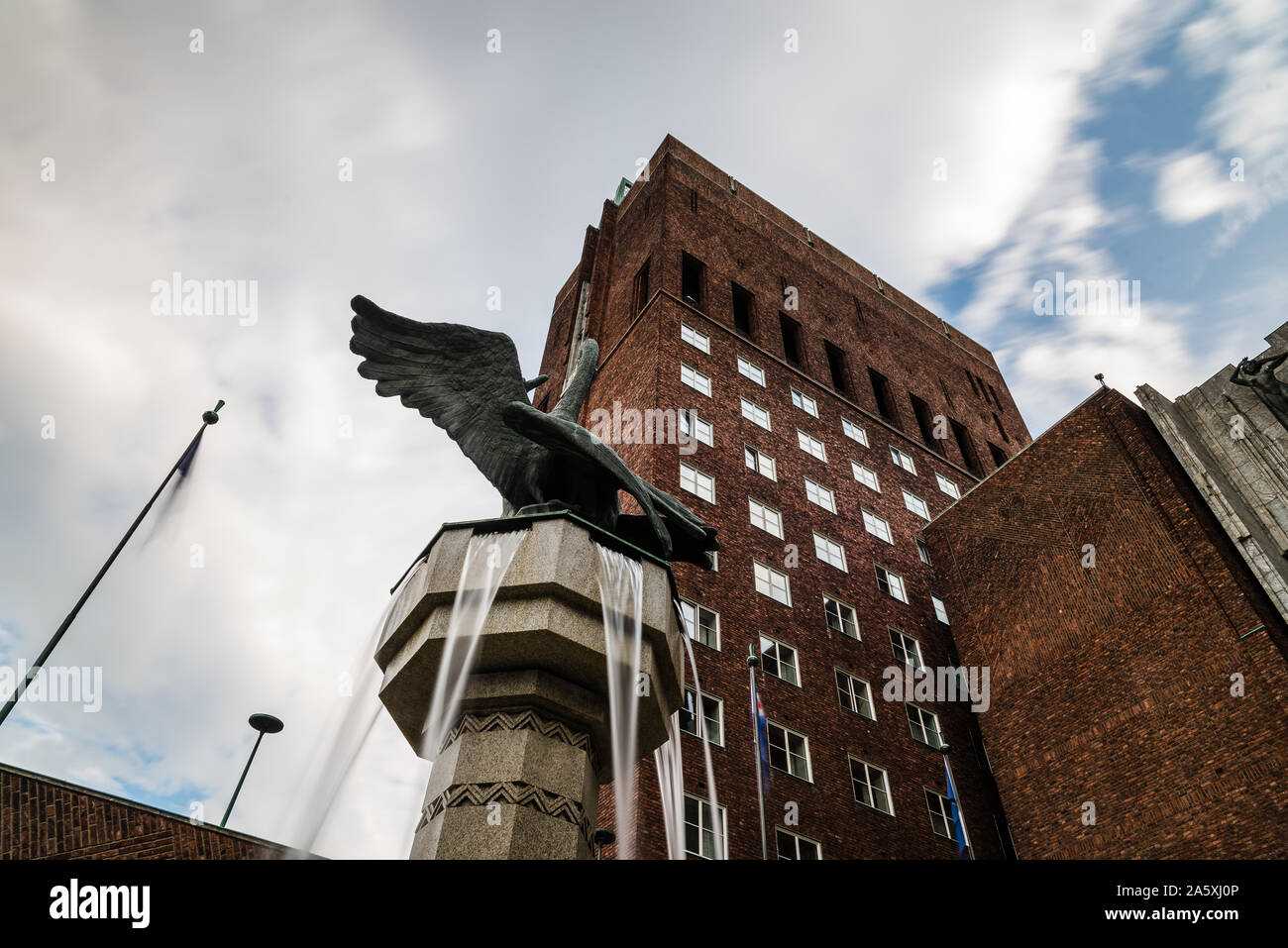 Oslo, Norway - August 11, 2019: Oslo City Hall. It houses the city council. It is the seat of the ceromony of Nobel Peace Prize every year. Stock Photo