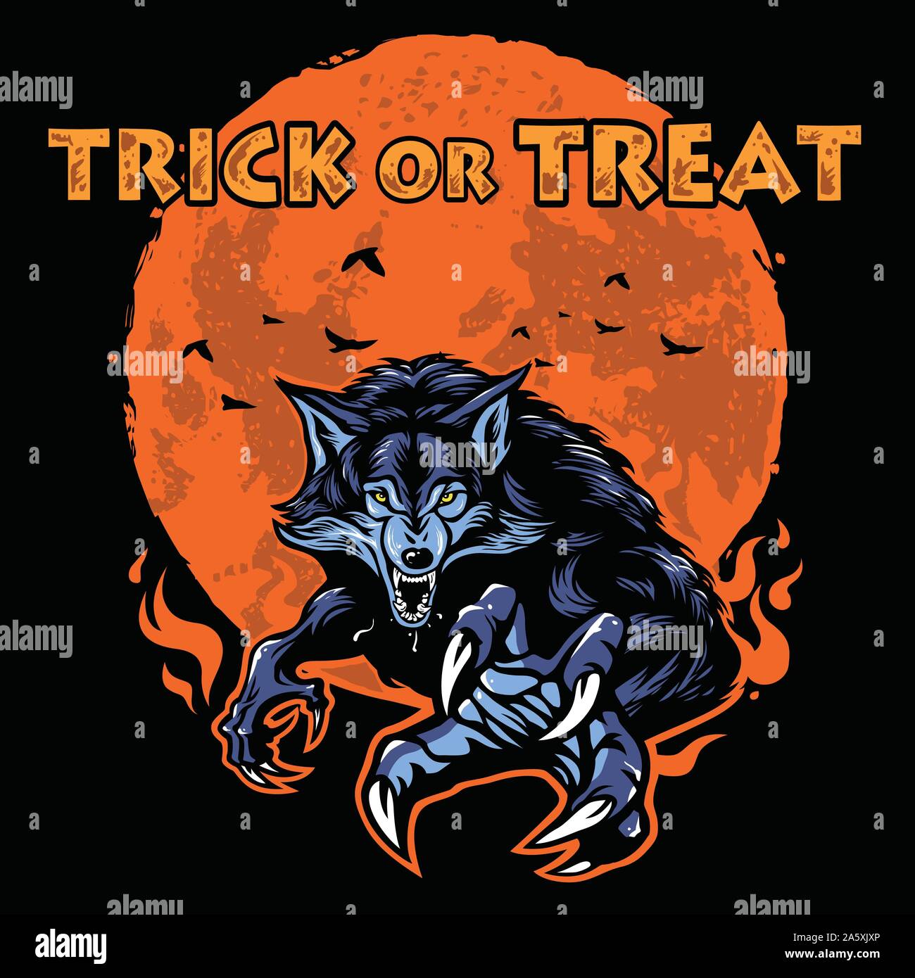 Werewolf Halloween Poster Character Design Vector Illustration Stock Vector