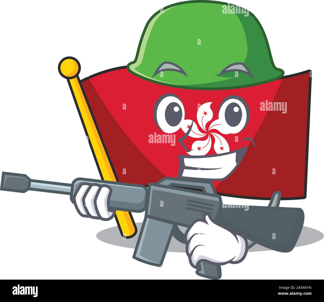 Army flag hongkong cartoon isolated the character Stock Vector