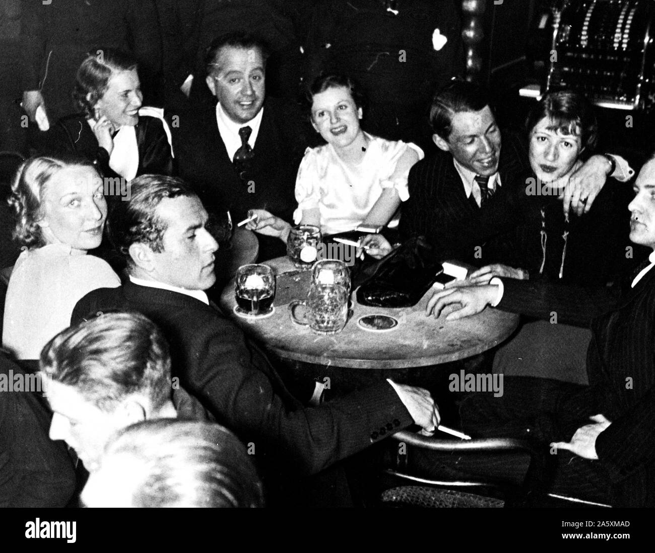 Eva Braun Photo Collection - Album 1 - German men and women out for an evening in fun at a club ca. 1930s Germany Stock Photo