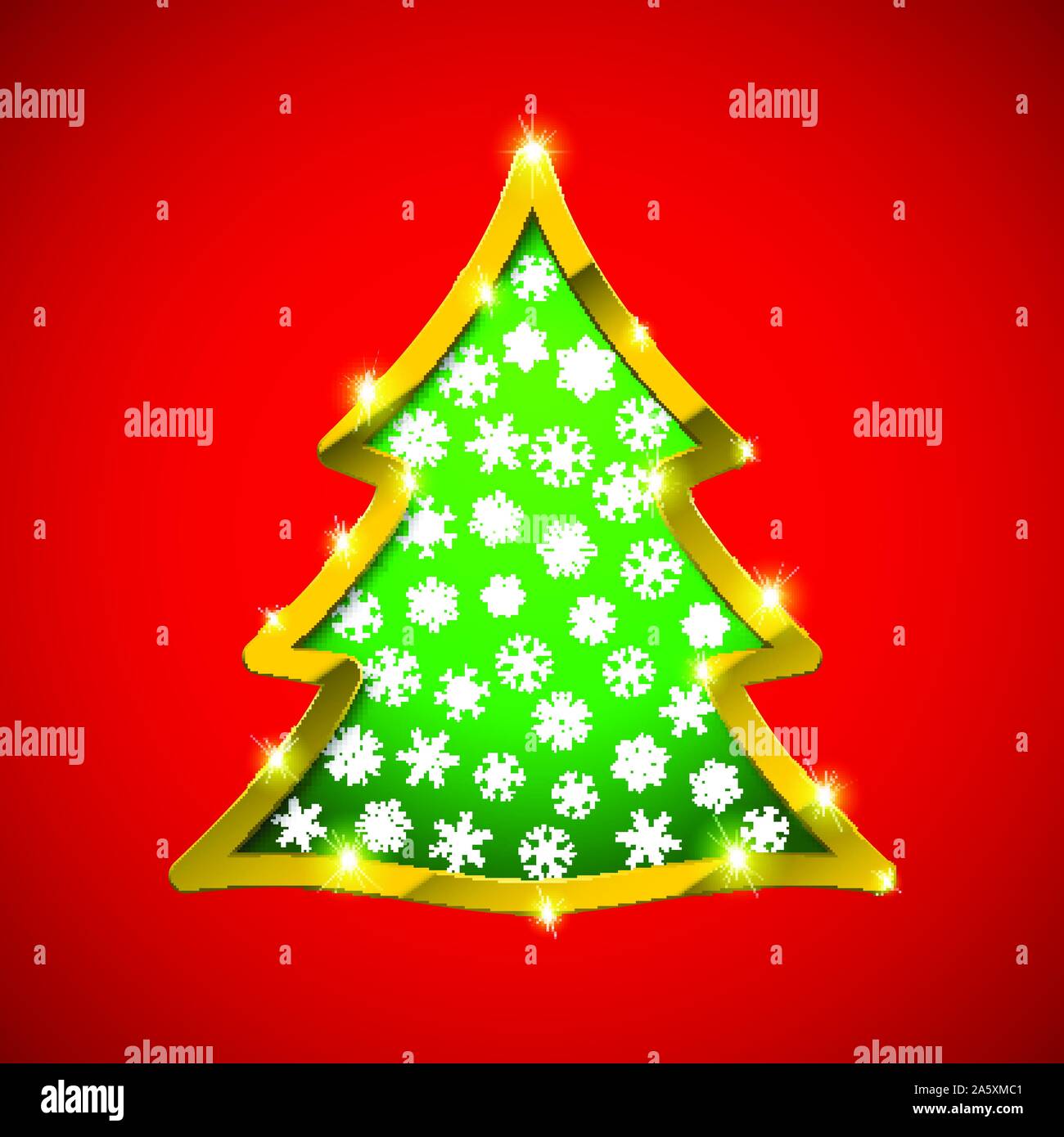 Christmas tree card with golden border Stock Vector Image & Art - Alamy