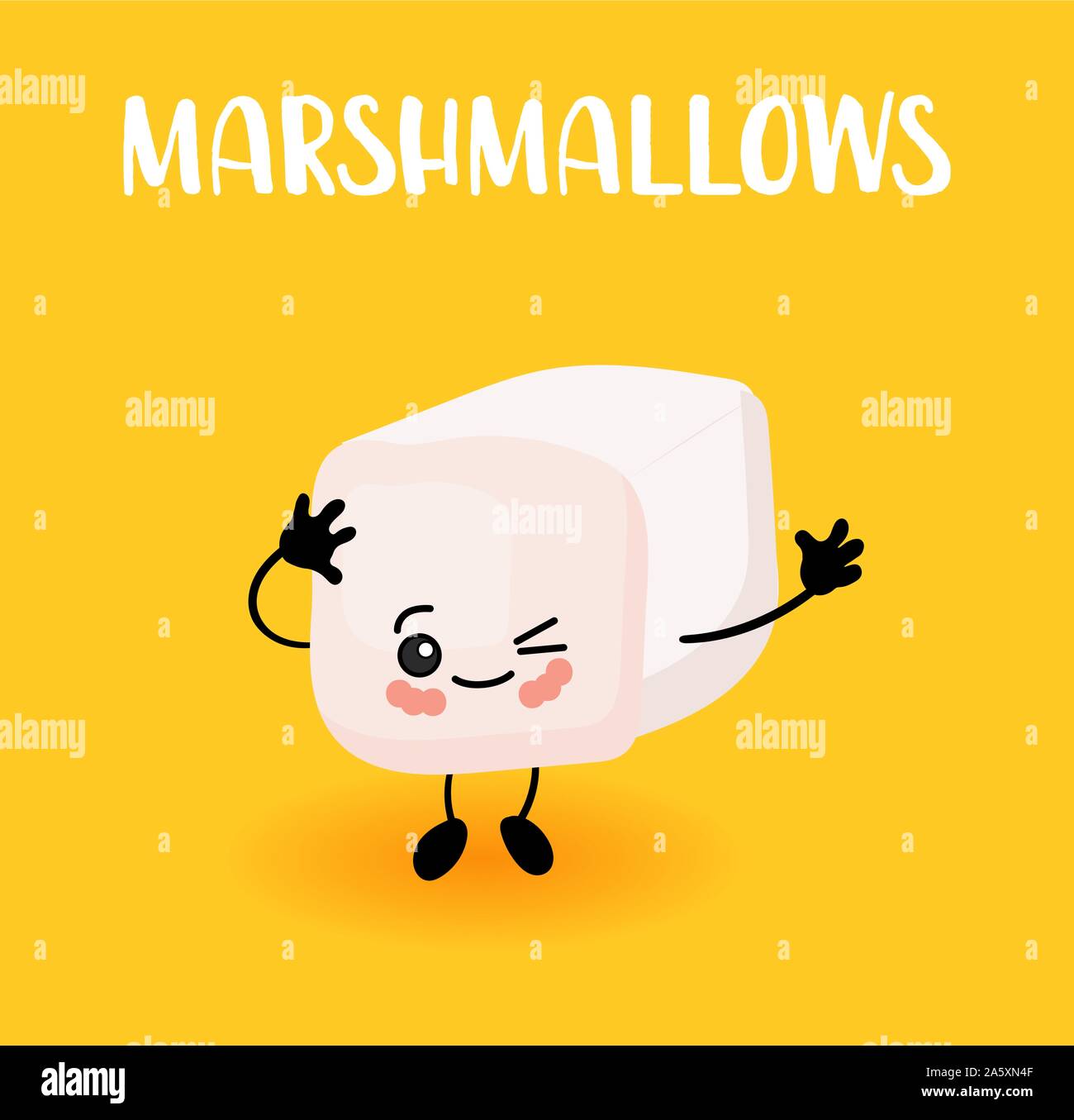 Marshmallow. Cute cartoon characters. Beautiful drinks..hot drinks Stock Vector