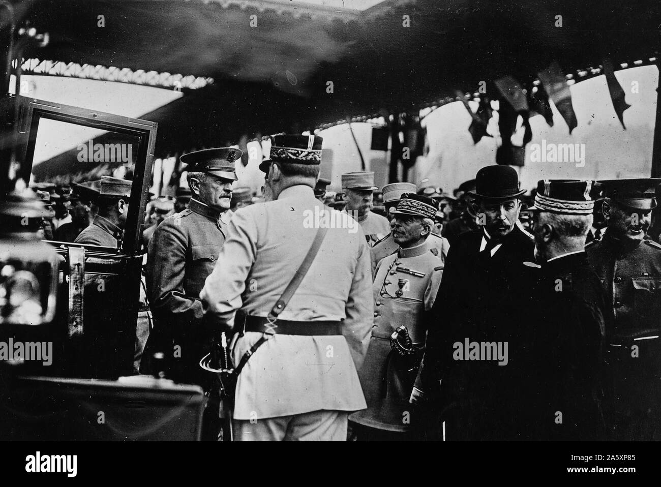 General Pershing and General Pelletier at a port in France ca. June 13, 1917 Stock Photo