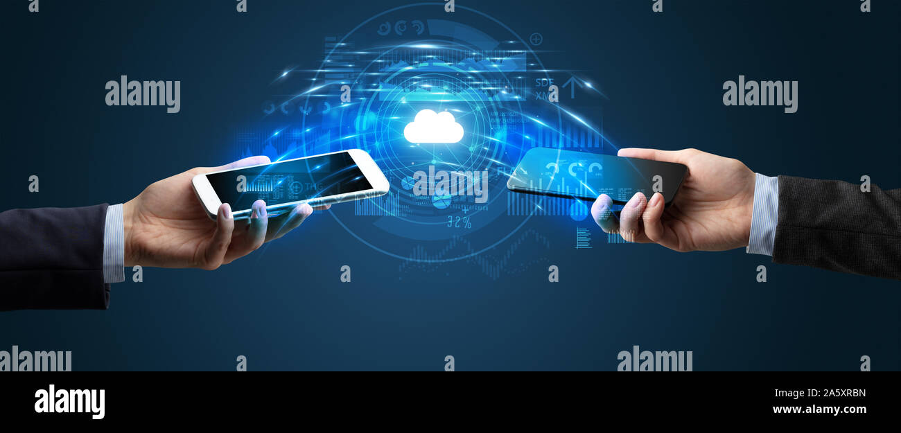Two smart phones technology transfer hi-res stock photography and ...