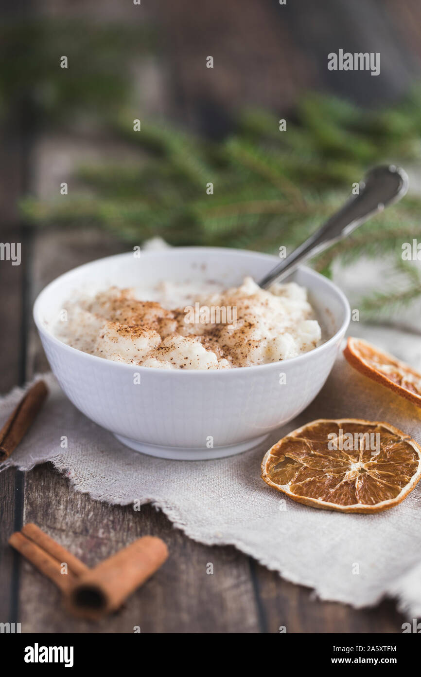 Traditional rice pudding also known as tomtegröt or swedish ...