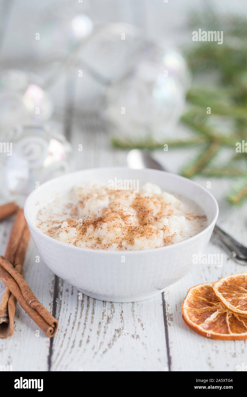 Traditional rice pudding also known as tomtegröt or swedish ...