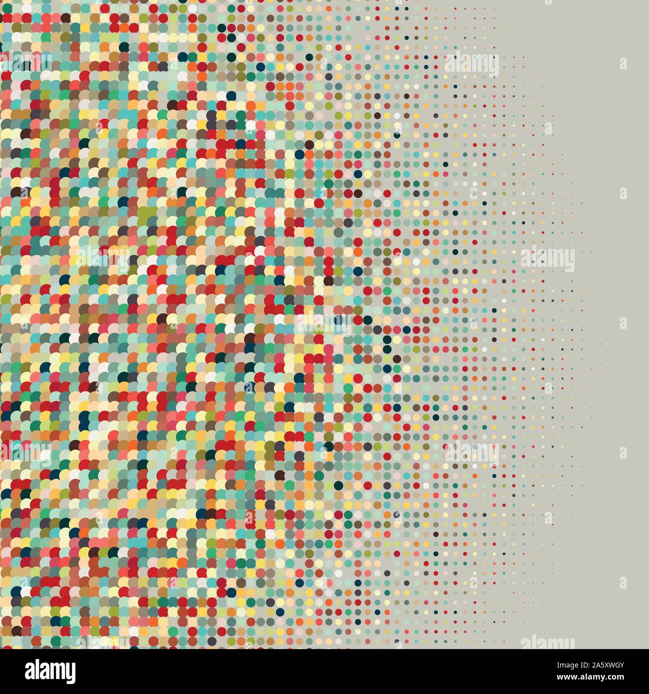 Flat colored ornament with retro halftone dots Stock Vector