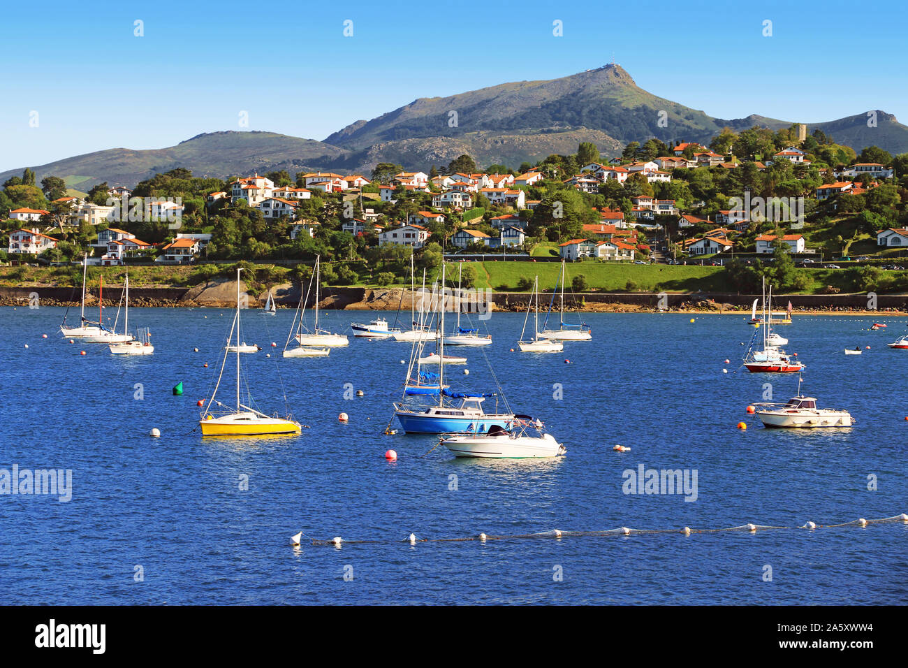 The Rhune mountain overlooking Ciboure . Stock Photo