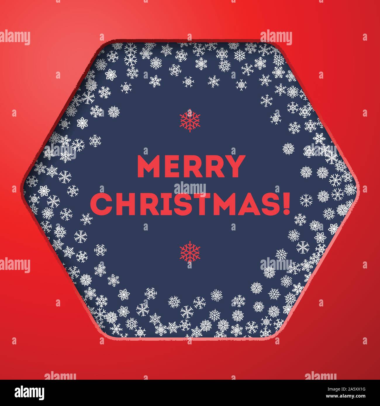 Scattered snowflakes under the retro frame Stock Vector