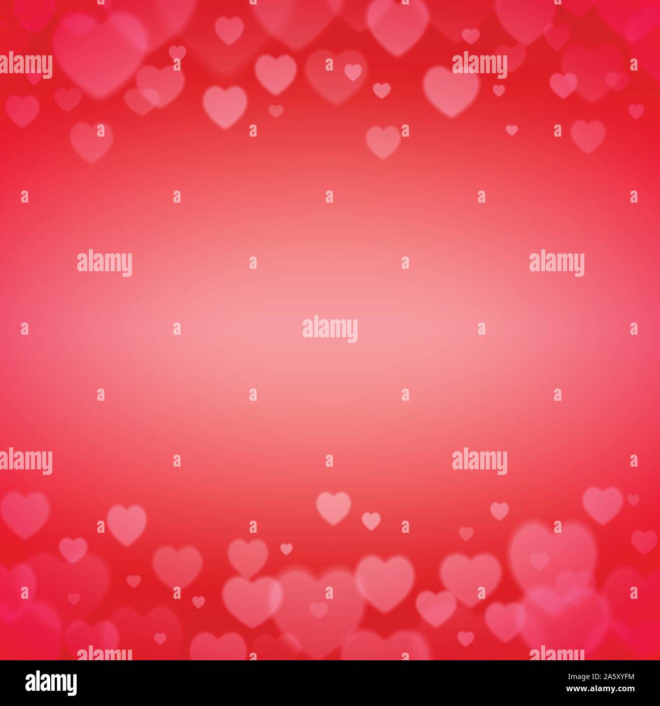 Valentines Day frame with scattered bokeh hearts Stock Vector