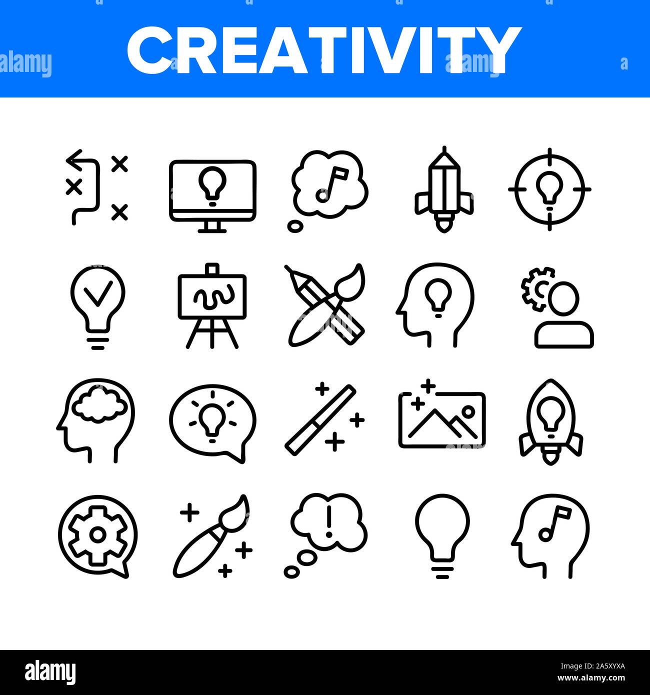 Creativity Collection Elements Icons Set Vector Stock Vector Image ...