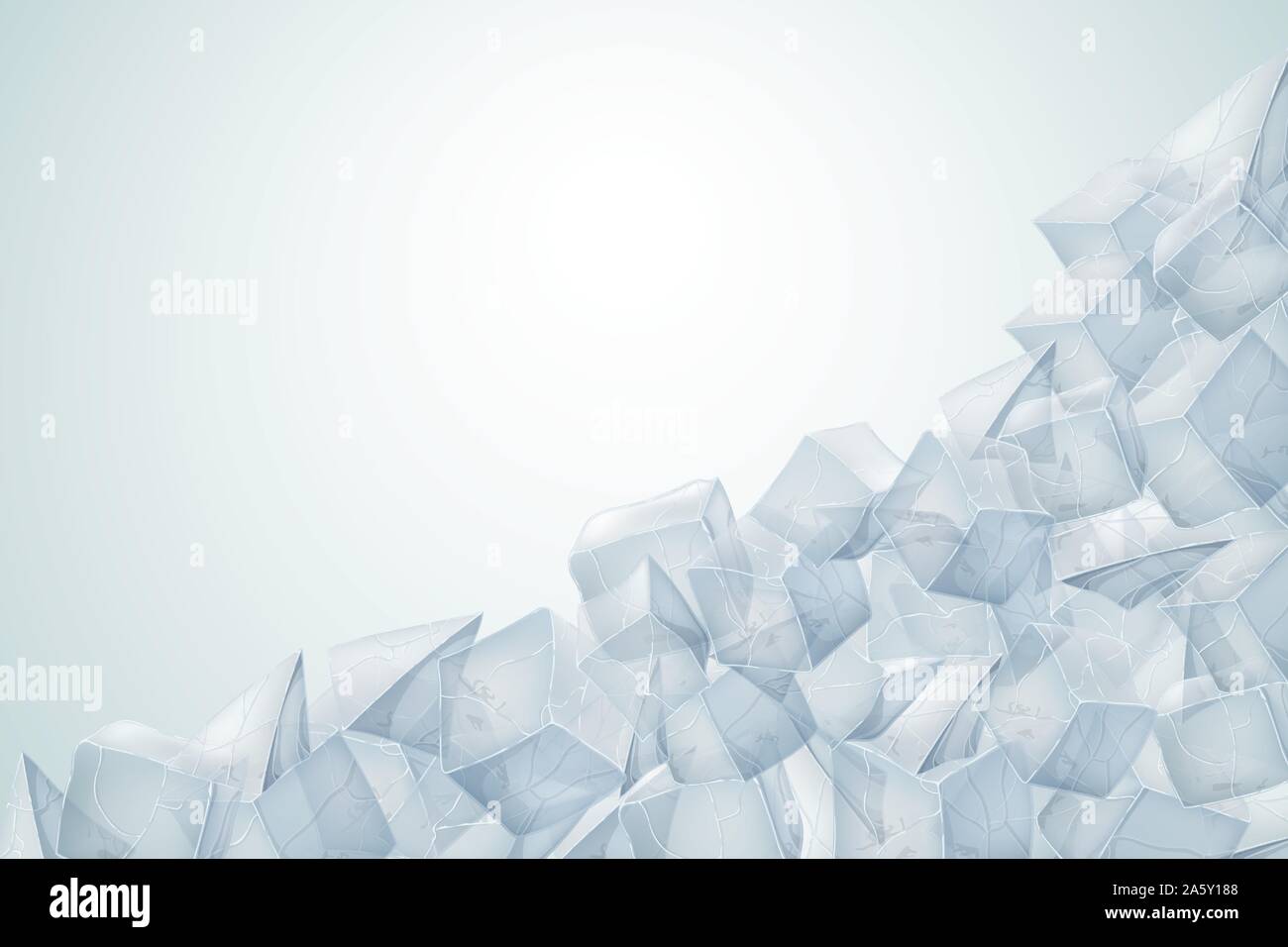 Transparent ice heap. Vector illustration. Realistic texture. Stock Vector