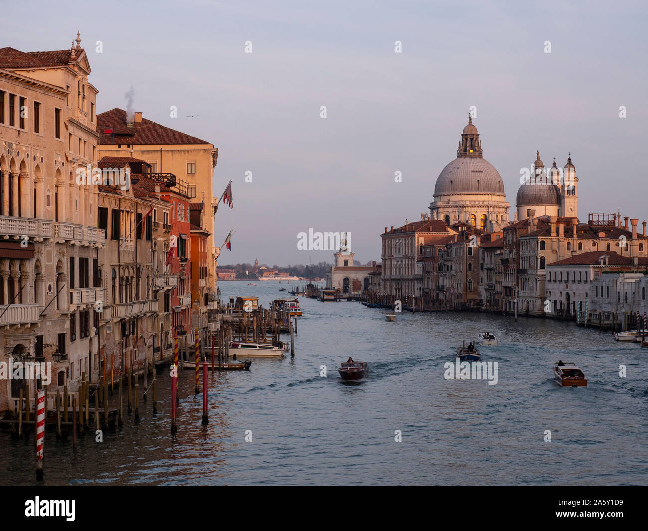 Italy, Veneto, Venice, Basilica Santa Maria Della Salute, canal Grande Stock Photo