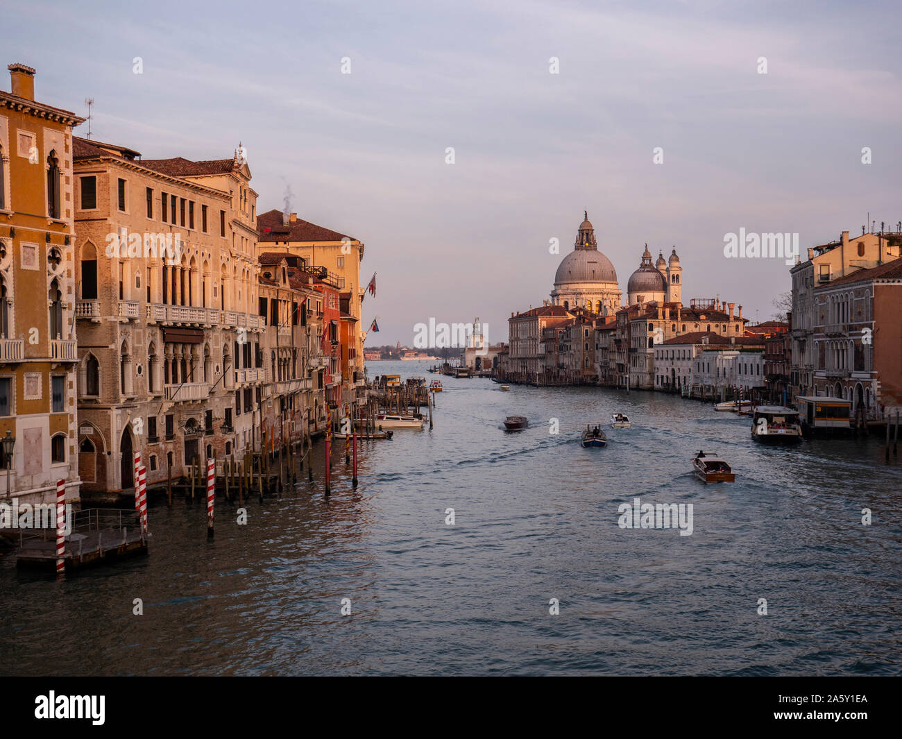 Italy, Veneto, Venice, Basilica Santa Maria Della Salute, canal Grande Stock Photo