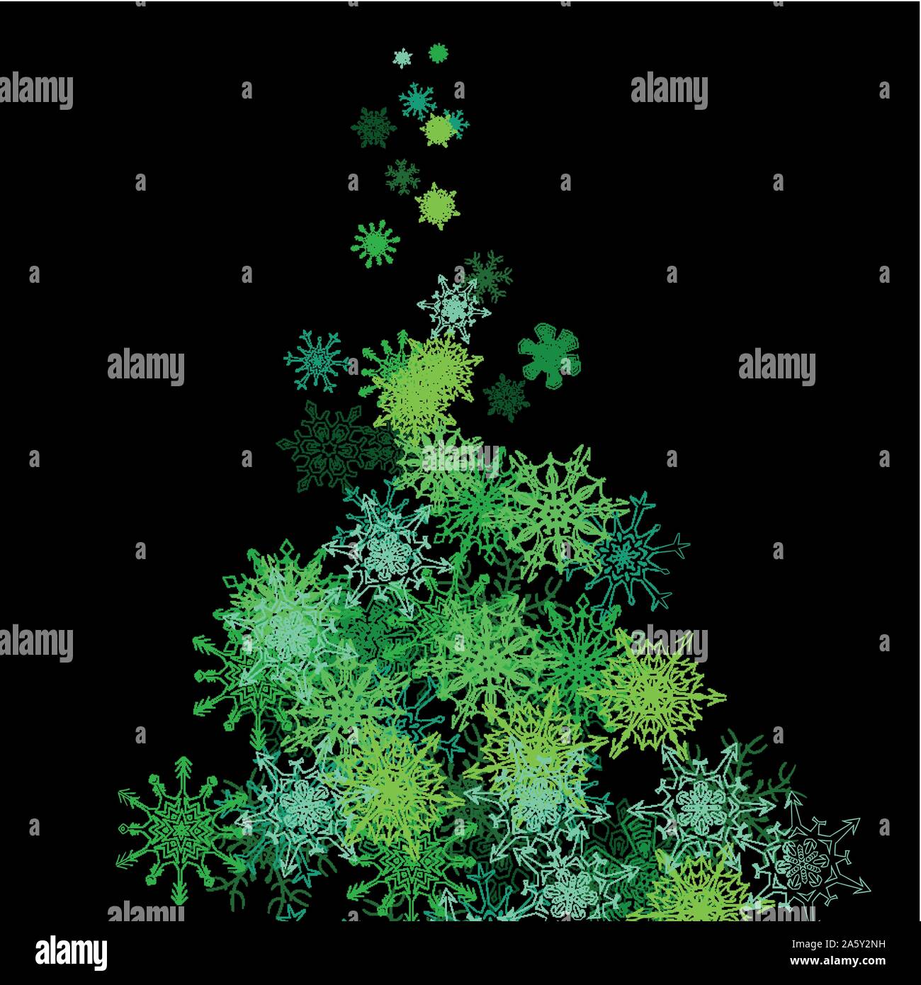 Christmas tree made of snowflakes blizzard in the darkness Stock Vector ...