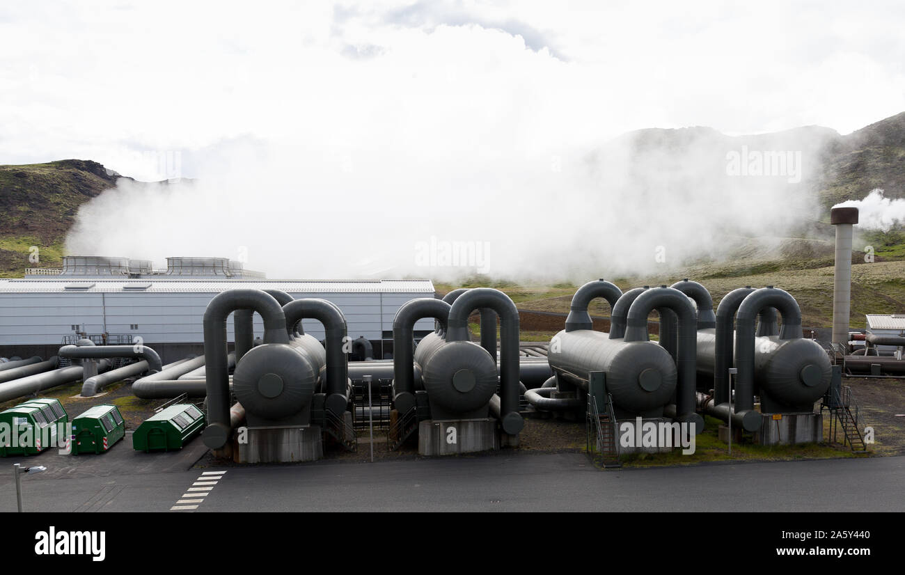 Hellisheidi sustainable energy geothermal power plant station in ...