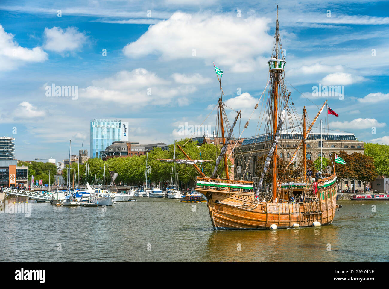 The Matthew, a replica ship that John Cabot and his crew used sailing to Newfoundland in 1497, Bristol, Somerset, England Stock Photo