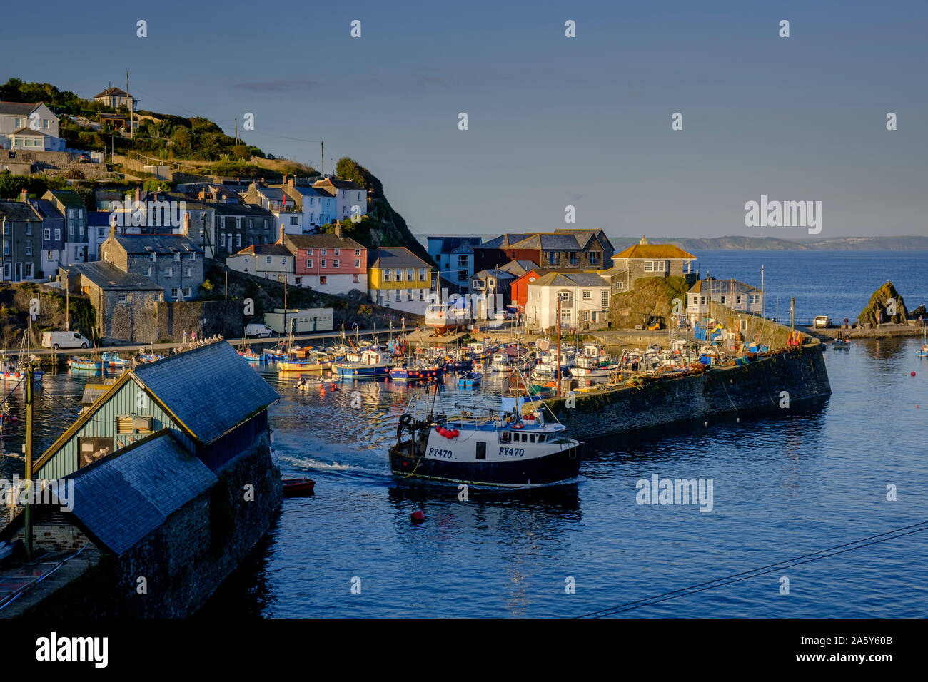 Mevagissey Harbour Mevagissey St Austell Cornwall England in evening light Stock Photo