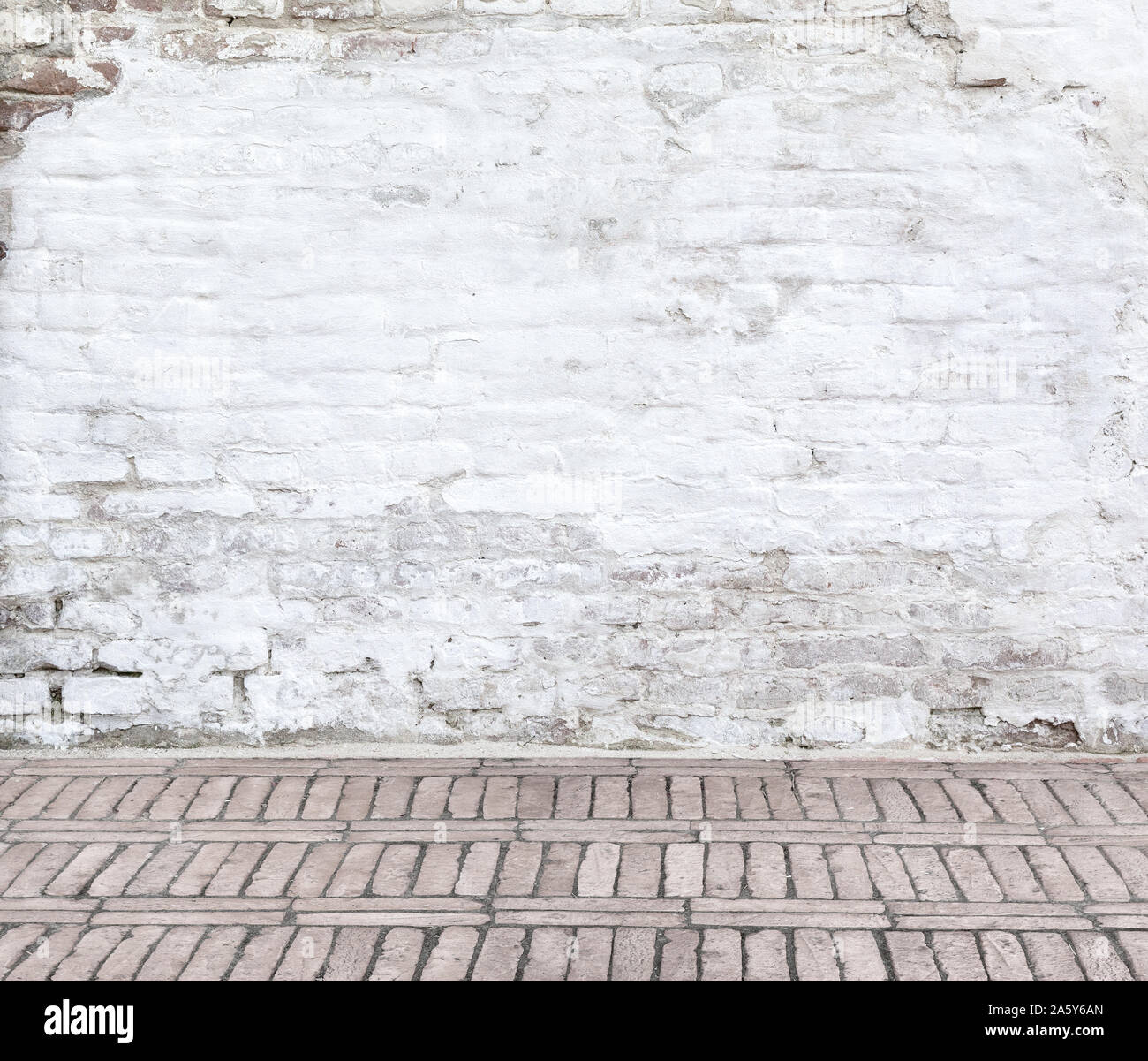 Old white brick wall texture background Stock Photo
