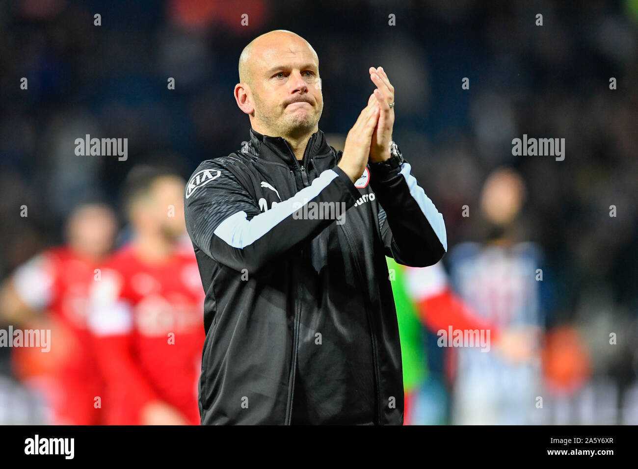 22nd October 2019, The Hawthorns, West Bromwich, England; Sky Bet Championship, West Bromwich Albion v Barnsley : Barnsley Caretaker Head Coach, Adam Murray applauds the travelling supporters after his side drew 2-2 with West Bromwich Albion Credit: Simon Whitehead/News Images Stock Photo