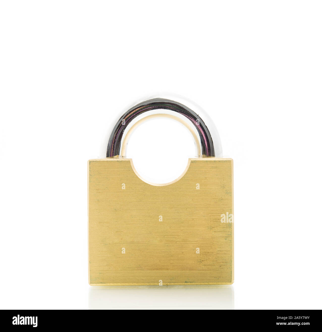 Metal padlock gold isolate on over white background Stock Photo - Alamy