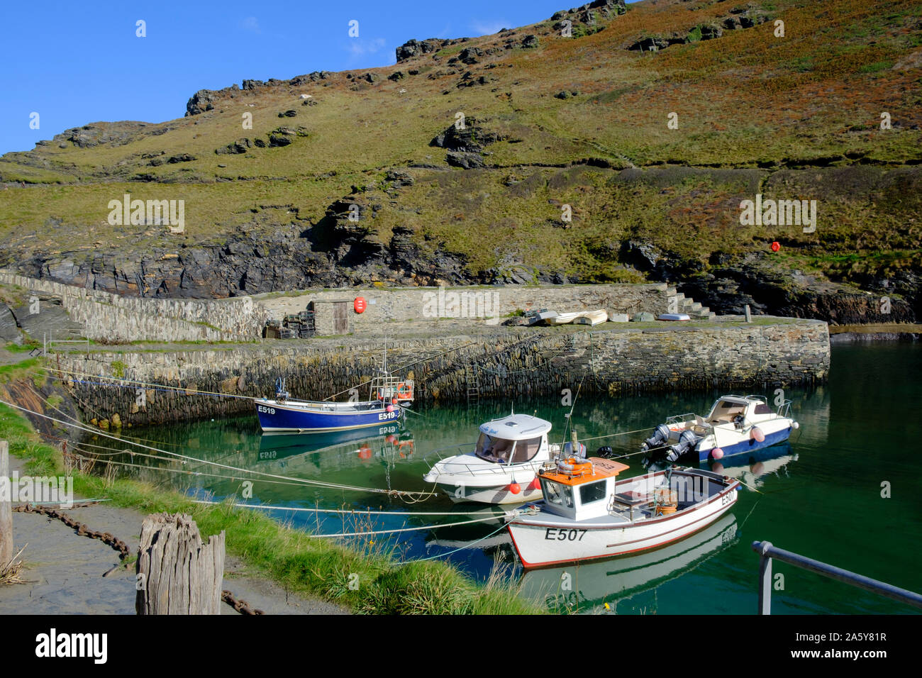 The harbour at Boscastle Plymouth Cornwall England Stock Photo