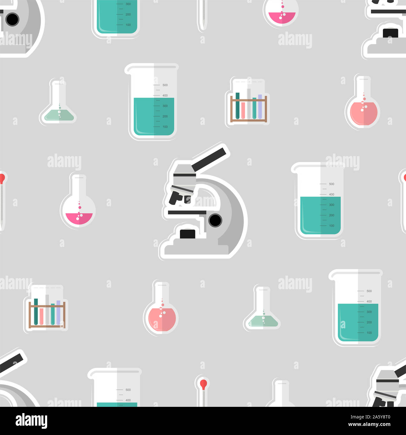 chemical laboratory equipment seamless pattern design Stock Photo