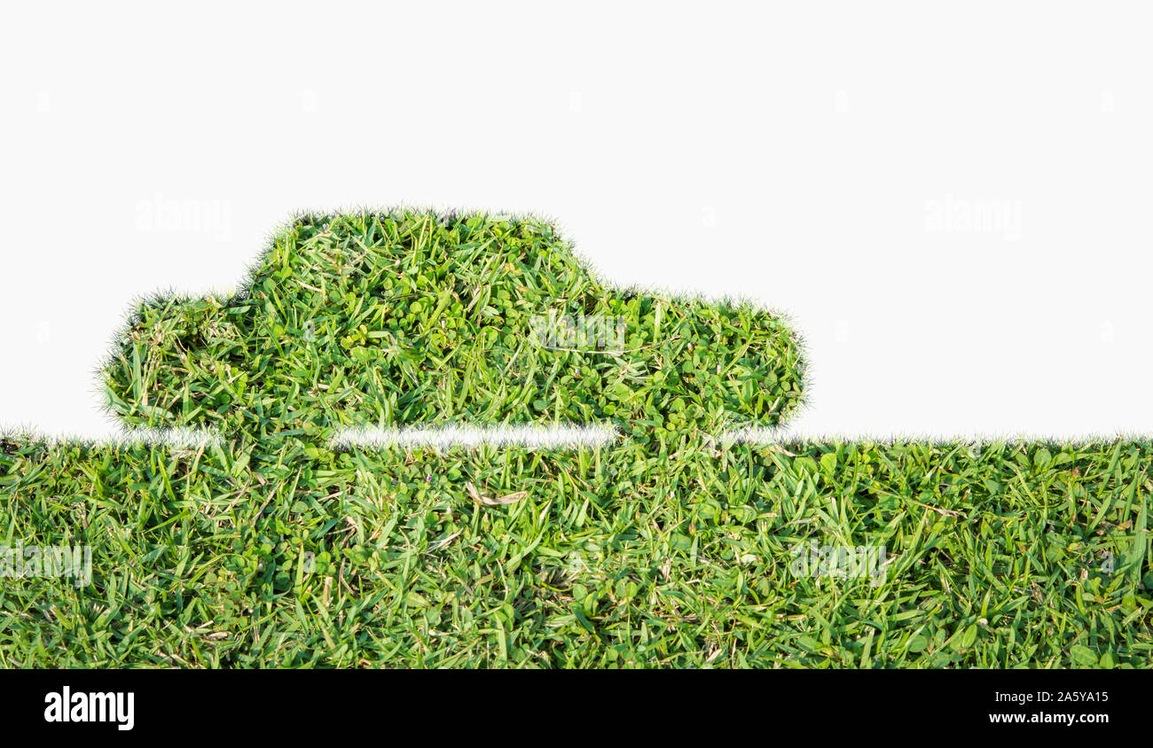 Green Car symbol from grass isolated on over white background Stock Photo Alamy