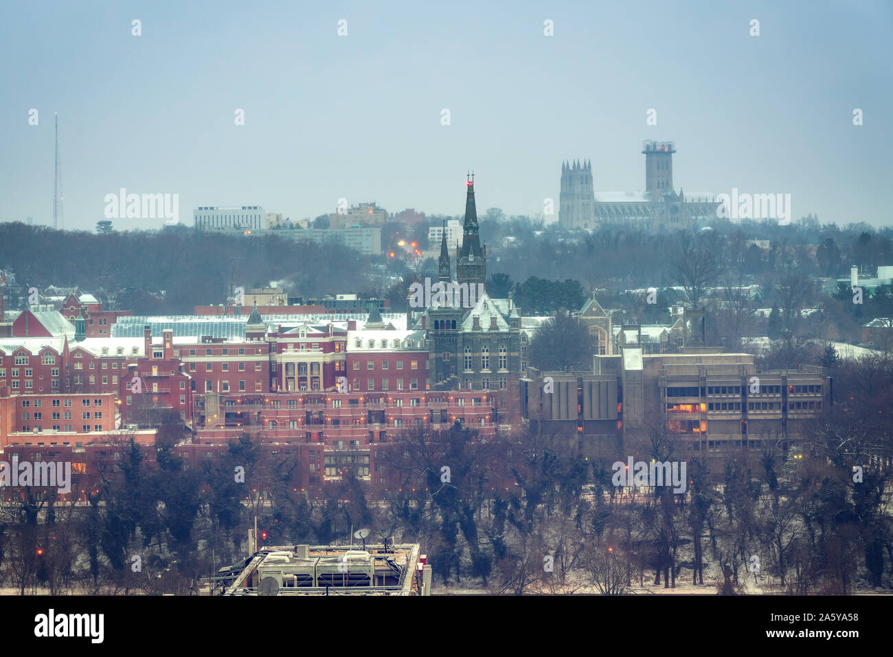 View on Georgetown university in Washington DC at winter morning Stock Photo