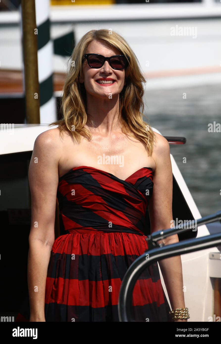 VENICE, ITALY - AUGUST 29, 2019:  Laura Dern is seen arriving at the 76th Venice Film Festival on August 29, 2019 in Venice, Italy Stock Photo