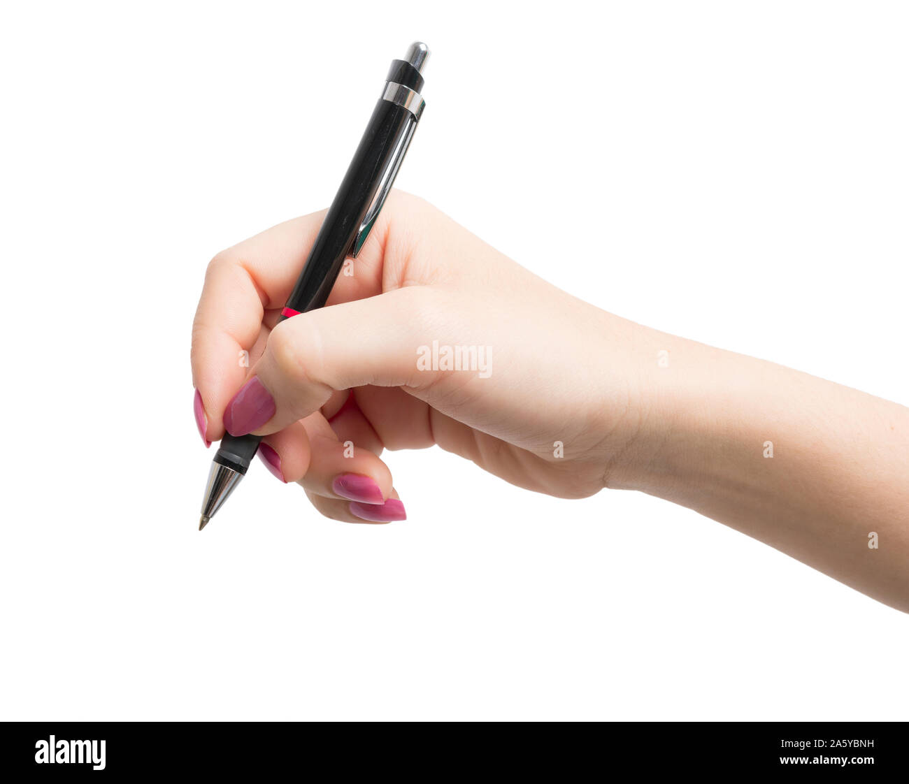 Hand holding black pen isolated on over white background Stock Photo ...