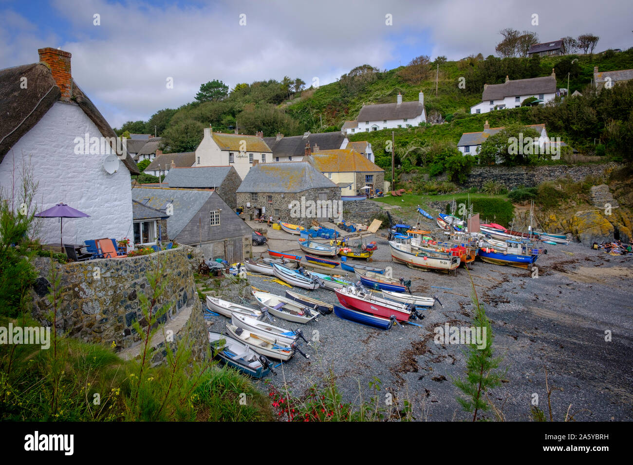 Boats on the Harbour Cadgwith Helston Cornwall England Stock Photo