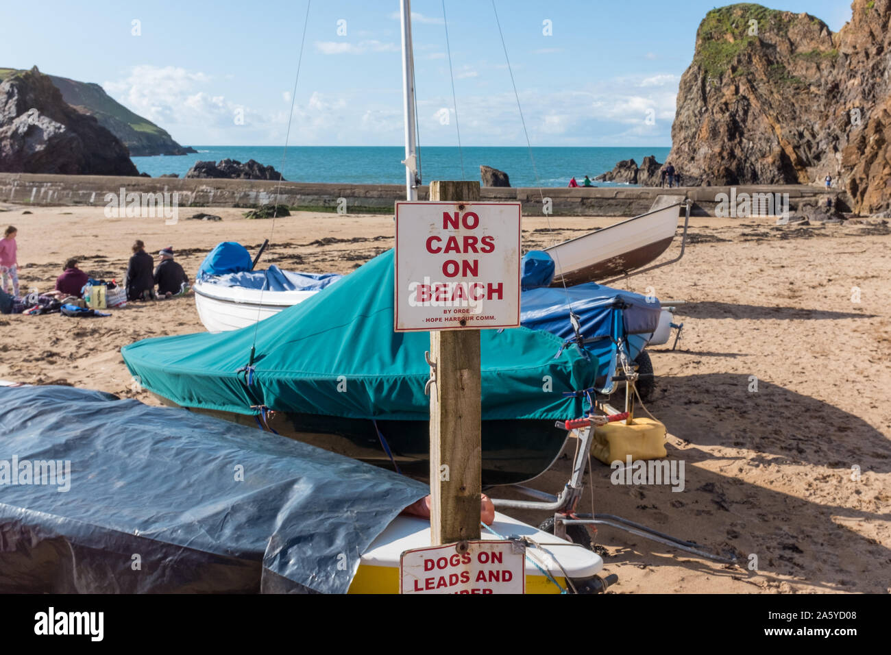 Quiet beach in late autumn at Hope Cove in the South Hams, Devon, UK Stock Photo